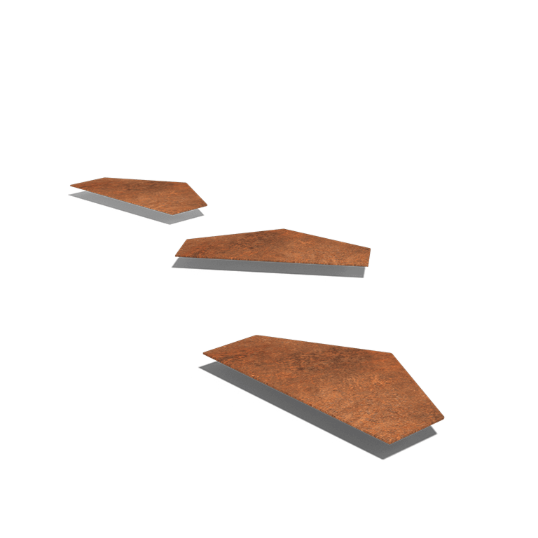 Corten plieno pakopa plytelė Šešiakampis HV 50
