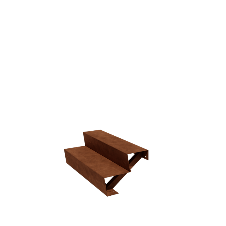 Corten plieno lauko laiptas - 2-pakopa - 48 x 100 x 34 cm