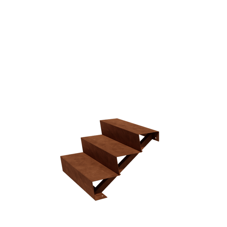 Corten plieno lauko laiptas - 3-pakopa - 48 x 80 x 51 cm
