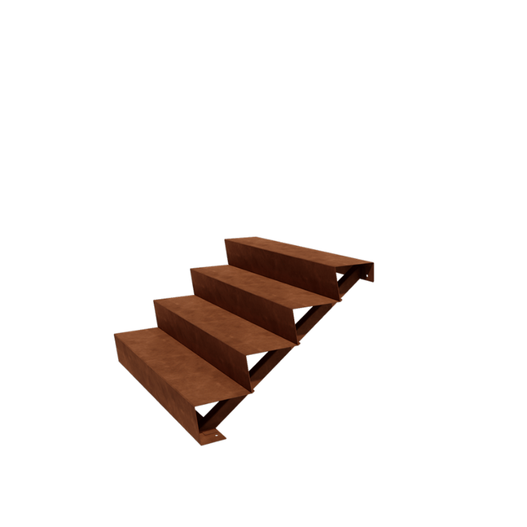Corten plieno lauko laiptas - 4-pakopa - 96 x 120 x 68 cm