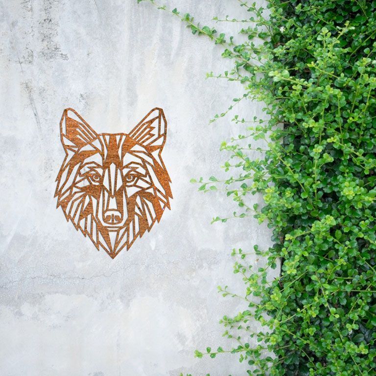Corten plieno sienų dekoracijos Vilkas 1.0