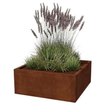 Suvirintas corten plieno lauko vazonas Montana 100 x 100 x 40 cm