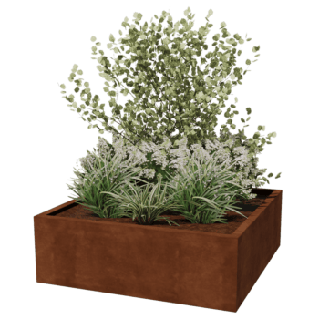 Suvirintas corten plieno lauko vazonas Montana 120 x 120 x 40 cm