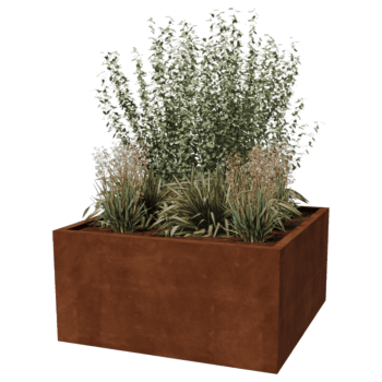 Suvirintas corten plieno lauko vazonas Montana 120 x 120 x 60 cm
