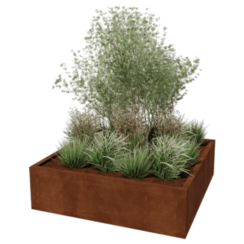 Suvirintas corten plieno lauko vazonas Montana 140 x 140 x 40 cm