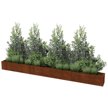 Corten plieno lauko vazonas Texas xxl 360 x 30 cm