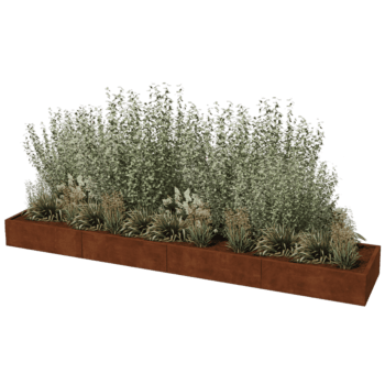 Corten plieno lauko vazonas Texas xxl 400 x 80 cm