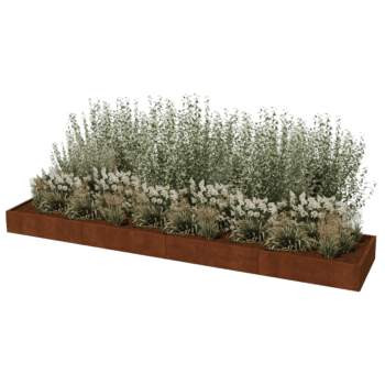 Corten plieno lauko vazonas Texas xxl 480 x 100 cm