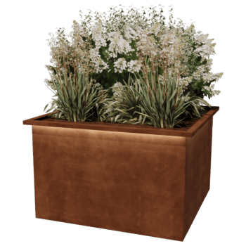 Suvirintas corten plieno lauko vazonas Alabama su LED 120 x 120 x 80 cm