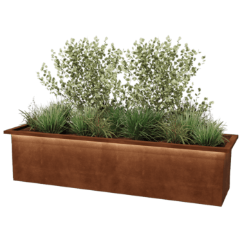 Suvirintas corten plieno lauko vazonas Alabama su LED 200 x 50 x 50 cm