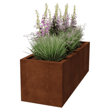 Suvirintas corten plieno lauko vazonas Montana 150 x 50 x 50 cm