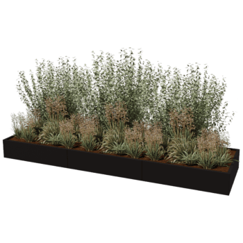 Milteliniu būdu dengtas plieninis lauko vazonas Texas xxl 360 x 100 cm