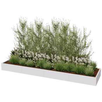 Milteliniu būdu dengtas plieninis lauko vazonas Texas xxl 400 x 100 cm
