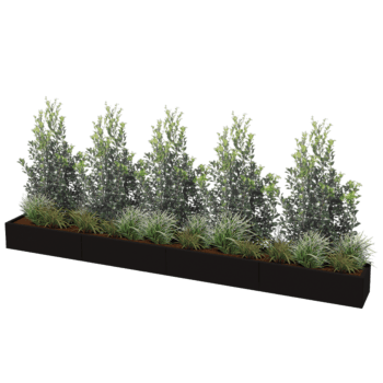 Milteliniu būdu dengtas plieninis lauko vazonas Texas xxl 400 x 40 cm