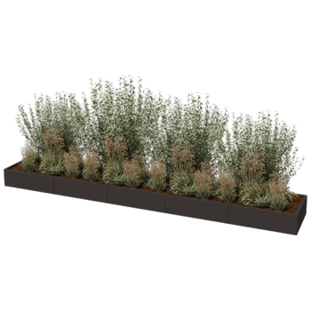 Milteliniu būdu dengtas plieninis lauko vazonas Texas xxl 500 x 80 cm