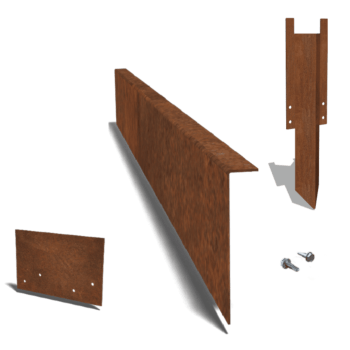 Corten plieno sodo apvadai kampu 22 cm ilgio komplektas per 15 metrų