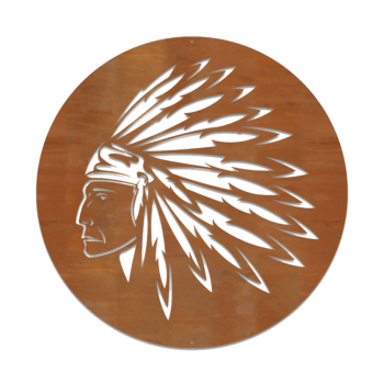 Corten plieno sienų dekoracijos Amerikos indėnas