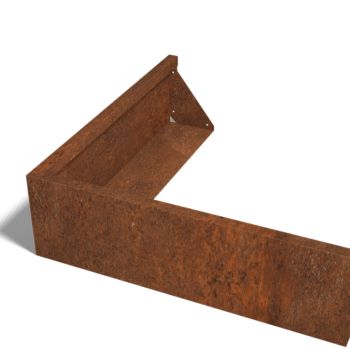 Corten plieno atraminė sienelė išorinis kampas 100 x 100 cm (aukštis 30 cm)