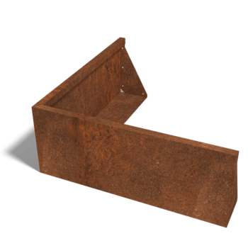 Corten plieno atraminė sienelė išorinis kampas 100 x 100 cm (aukštis 40 cm)