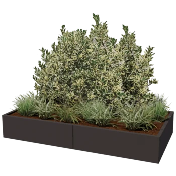 Plieninis lauko vazonas XXL - Stačiakampis - 200 x 100 x 40 cm - kita RAL spalva - Su dugno plokšte