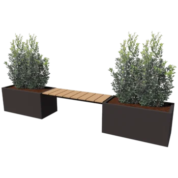 Plieninis lauko vazonas - Stačiakampis - 321,2 x 50 x 50 cm - kita RAL spalva - Be dugno plokštės - Su suoliuku