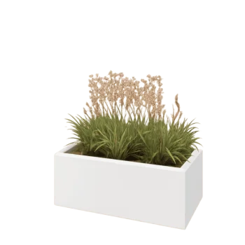 Plieninis lauko vazonas - Stačiakampis - 80 x 40 x 30 cm - RAL9010 matinė (balta) - Be dugno plokštės