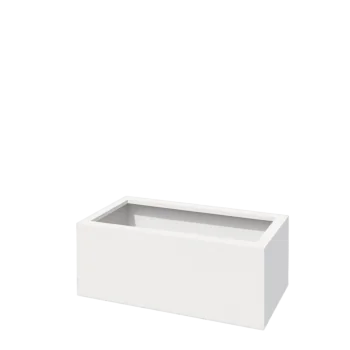 Plieninis lauko vazonas - Stačiakampis - 80 x 40 x 30 cm - RAL9010 matinė (balta) - Su dugno plokšte