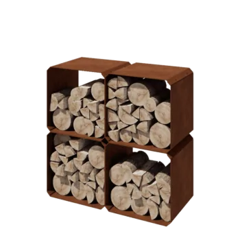 Corten plieno malkų stovas - Colorado 4 vienetai - 40 x 40 x 40 cm