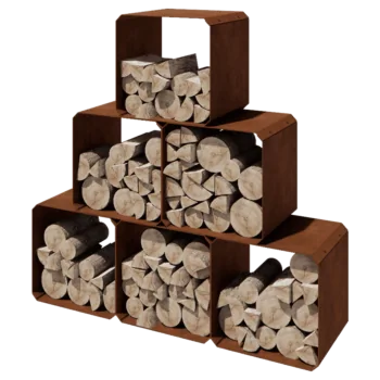 Corten plieno malkų stovas - Colorado 6 vienetai - 40 x 40 x 40 cm