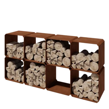 Corten plieno malkų stovas - Colorado 8 vienetai - 40 x 40 x 40 cm