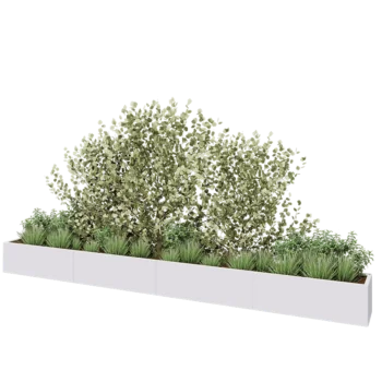 Plieninis lauko vazonas XXL - Stačiakampis - 480 x 40 x 40 cm - RAL9010 matinė (balta) - Su dugno plokšte