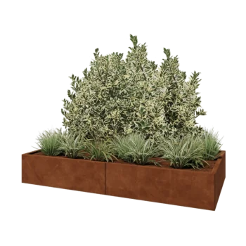 Corten plieno lauko vazonas XXL - Stačiakampis - 200 x 100 x 30 cm - Su dugno plokšte