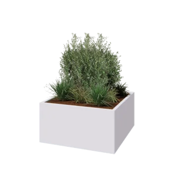 Plieninis lauko vazonas - Kvadratas - 100 x 100 x 50 cm - RAL9010 matinė (balta) - Be dugno plokštės