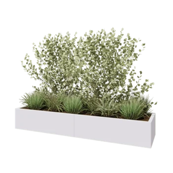 Plieninis lauko vazonas XXL - Stačiakampis - 200 x 50 x 30 cm - RAL9010 matinė (balta) - Be dugno plokštės