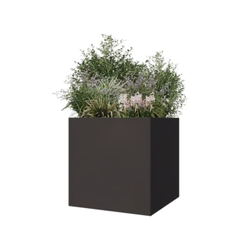 Plieninis lauko vazonas - Kvadratas - 70 x 70 x 70 cm - RAL7016 matinė (antracito pilka) - Be dugno plokštės
