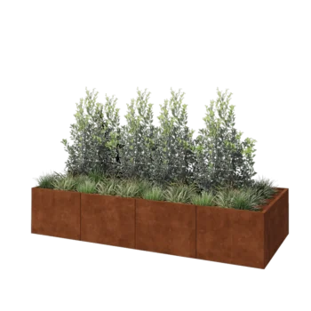 Corten plieno lauko vazonas XXL - Stačiakampis - 320 x 120 x 60 cm - Su dugno plokšte