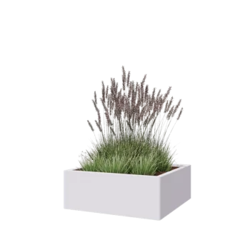 Plieninis lauko vazonas - Kvadratas - 80 x 80 x 30 cm - RAL9010 matinė (balta) - Be dugno plokštės