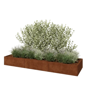 Corten plieno lauko vazonas XXL - Stačiakampis - 360 x 100 x 40 cm - Be dugno plokštės