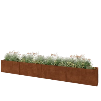 Corten plieno lauko vazonas XXL - Stačiakampis - 480 x 40 x 60 cm - Su dugno plokšte