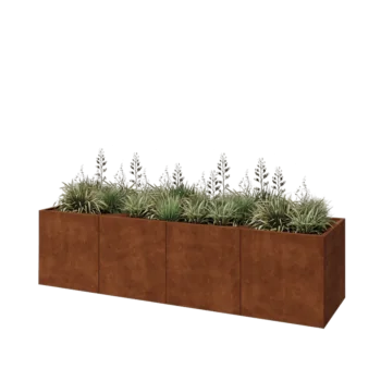 Corten plieno lauko vazonas XXL - Stačiakampis - 320 x 80 x 80 cm - Su dugno plokšte