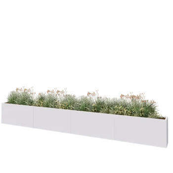 Plieninis lauko vazonas XXL - Stačiakampis - 480 x 30 x 60 cm - RAL9010 matinė (balta) - Be dugno plokštės
