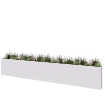 Plieninis lauko vazonas XXL - Stačiakampis - 480 x 40 x 80 cm - RAL9010 matinė (balta) - Su dugno plokšte