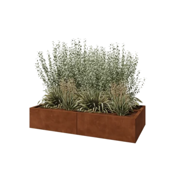 Corten plieno lauko vazonas XXL - Stačiakampis - 160 x 80 x 30 cm - Be dugno plokštės
