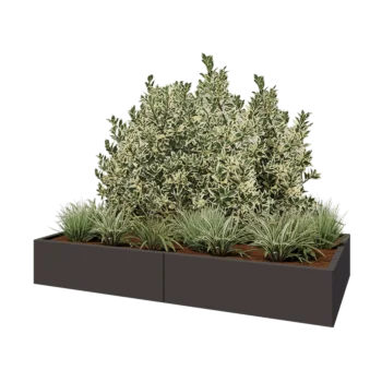 Plieninis lauko vazonas XXL - Stačiakampis - 200 x 100 x 30 cm - RAL7016 matinė (antracito pilka) - Be dugno plokštės