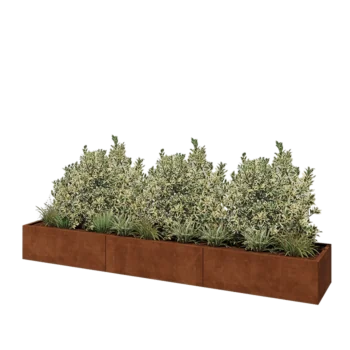 Corten plieno lauko vazonas XXL - Stačiakampis - 360 x 60 x 40 cm - Be dugno plokštės