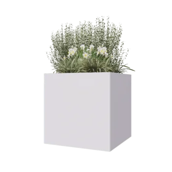 Plieninis lauko vazonas - Kvadratas - 80 x 80 x 80 cm - RAL9010 matinė (balta) - Be dugno plokštės