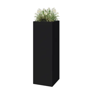 Stiklo pluošto vazonai - Kvadratinis - 40 x 40 x 120 cm - RAL7021 matinis (juodai pilka) - Su dugnu