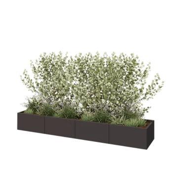 Plieninis lauko vazonas XXL - Stačiakampis - 320 x 60 x 40 cm - RAL7016 matinė (antracito pilka) - Su dugno plokšte