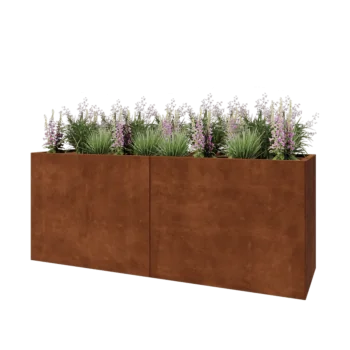 Corten plieno lauko vazonas XXL - Stačiakampis - 200 x 60 x 80 cm - Be dugno plokštės