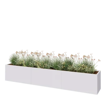 Plieninis lauko vazonas XXL - Stačiakampis - 360 x 50 x 60 cm - RAL9010 matinė (balta) - Be dugno plokštės